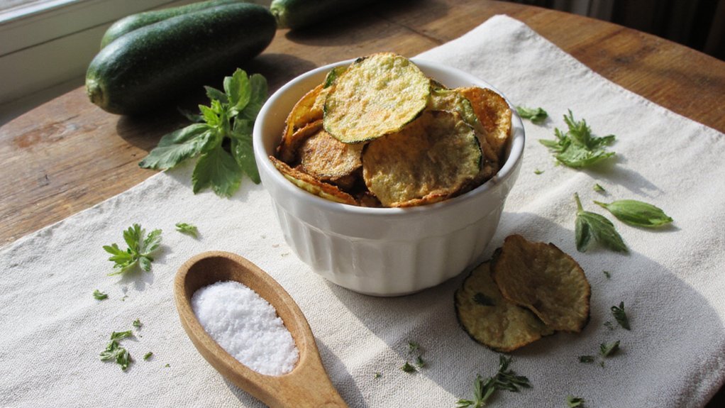 cukinijų traškučiai be aliejaus